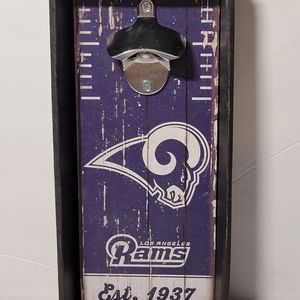 LOS ANGELES RAMS  BOTTLE OPENER WOOD PLAQUE
